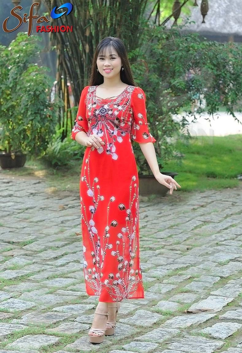 Đầm maxi voal cổ vuông