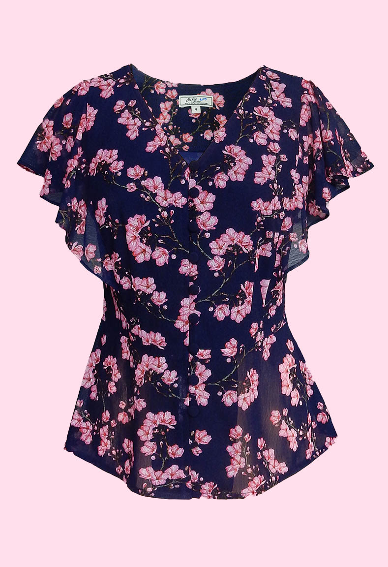 Bộ áo cổ tim tay cánh tiên & váy hoa - Áo