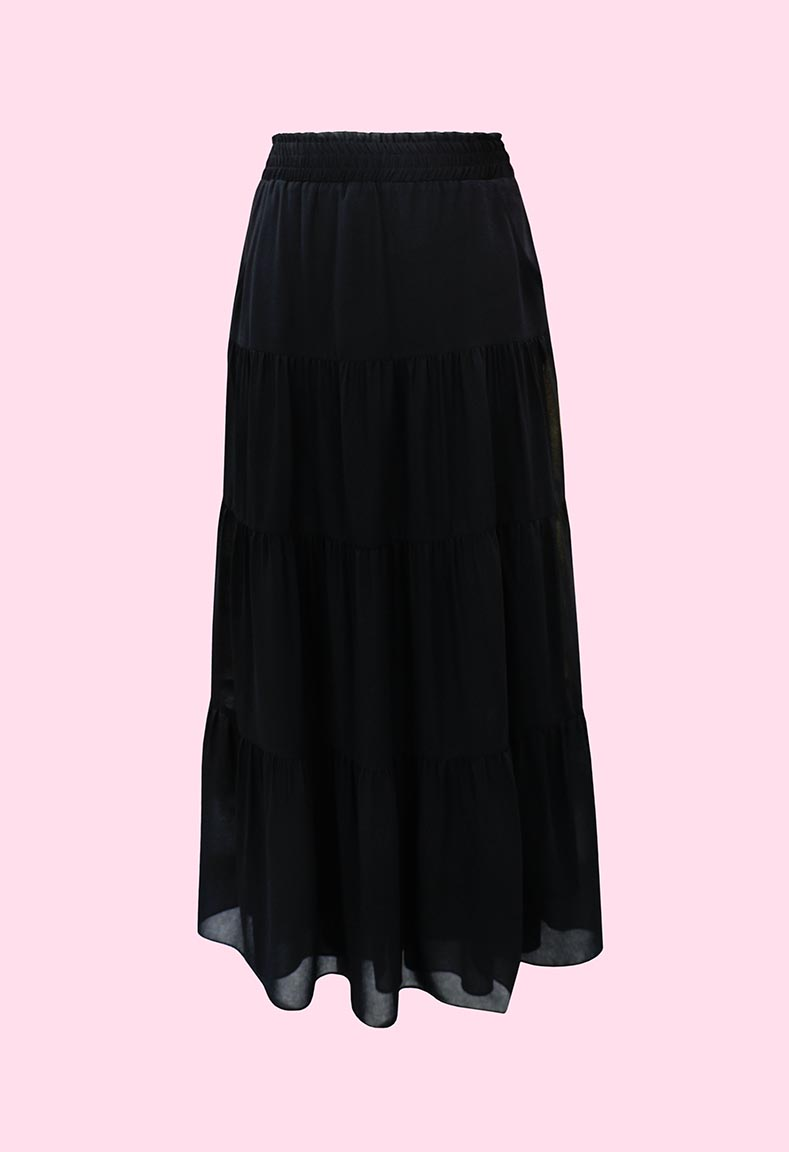 Váy chiffon lưng thun dáng xòe