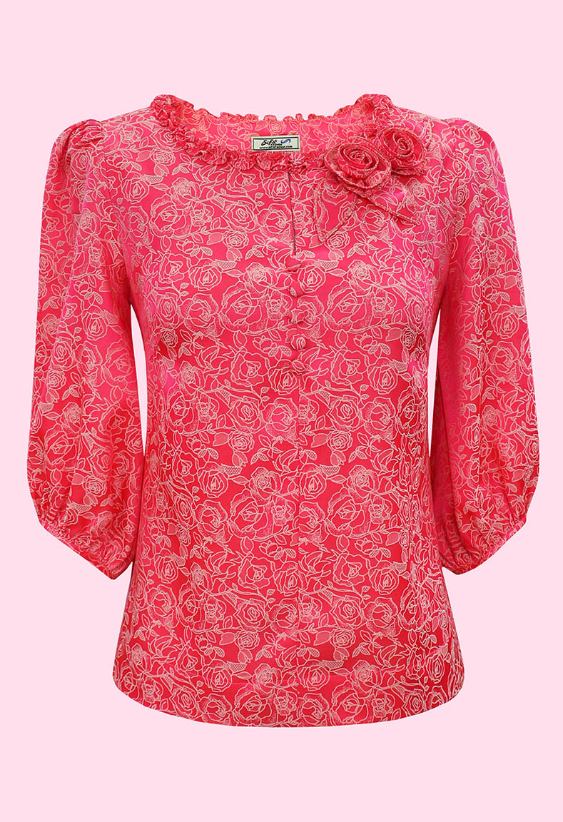 Áo cổ tròn họa tiết bèo