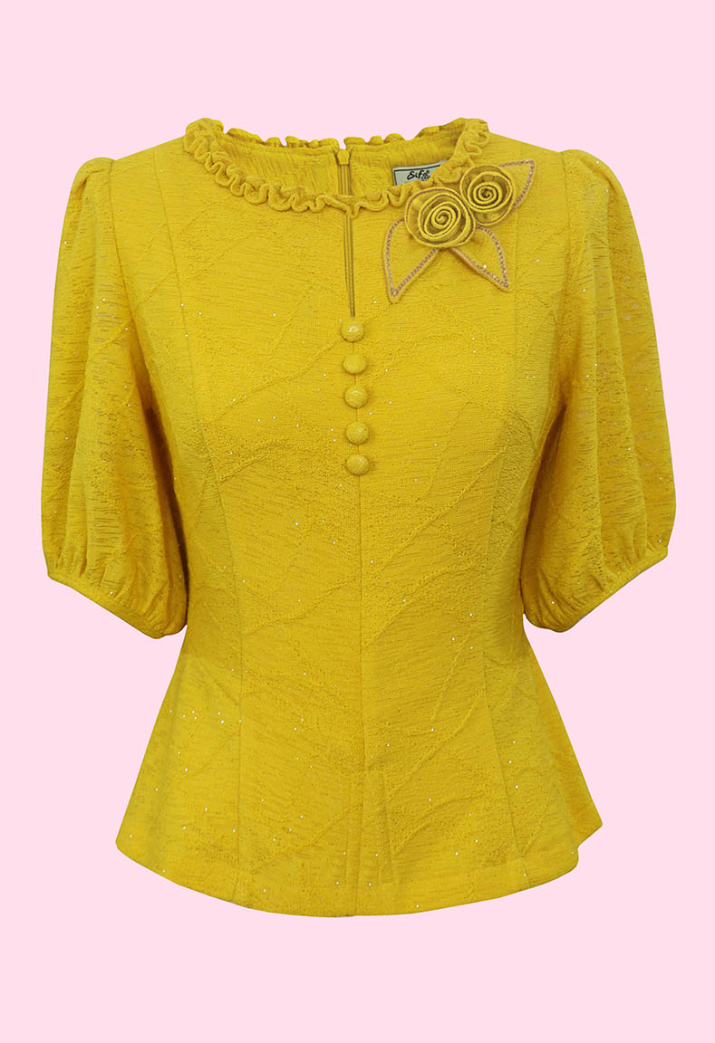 Áo cổ tròn họa tiết bèo sang trọng