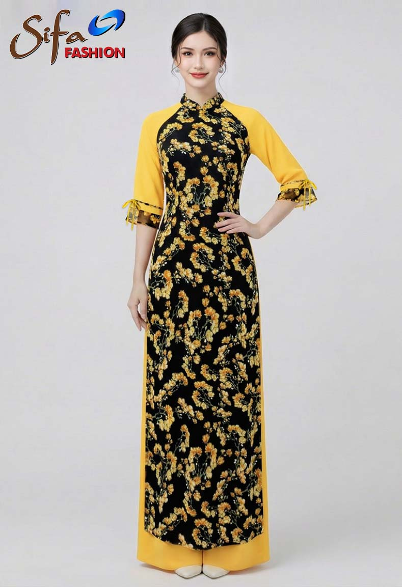 Áo dài cổ truyền thống phối