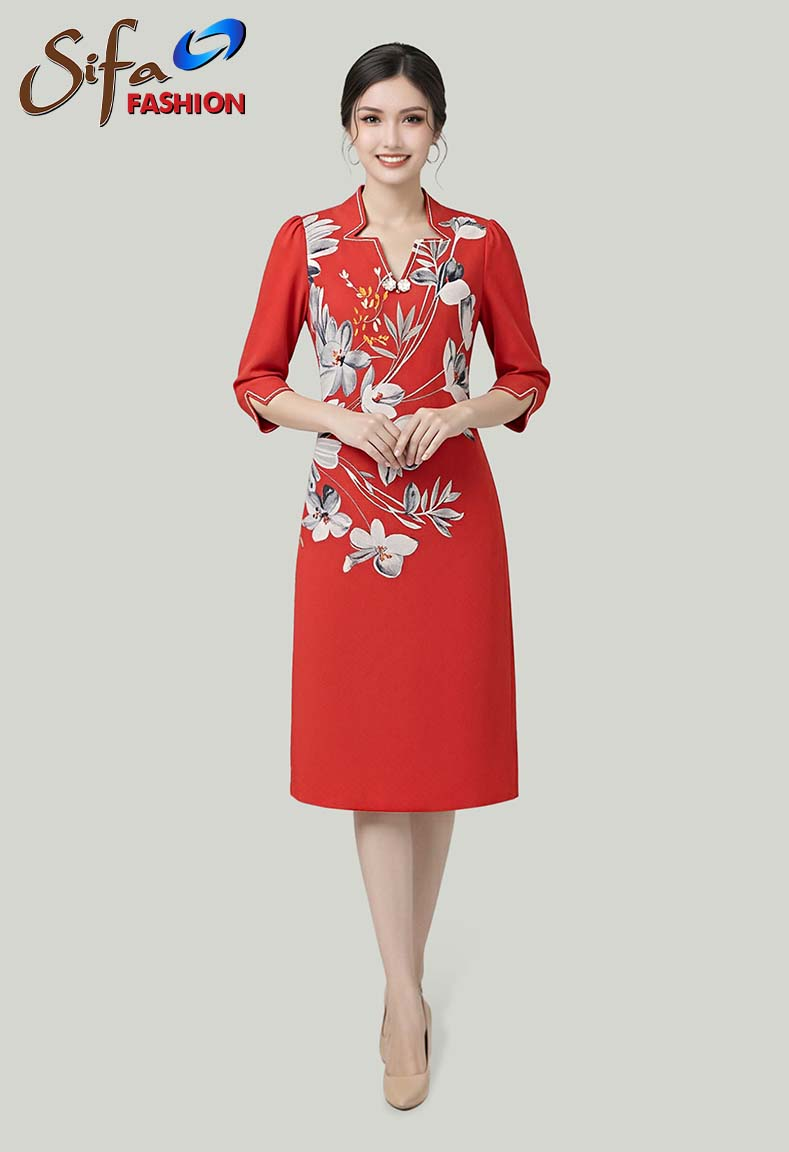 Đầm cổ ngôi sao tay lỡ