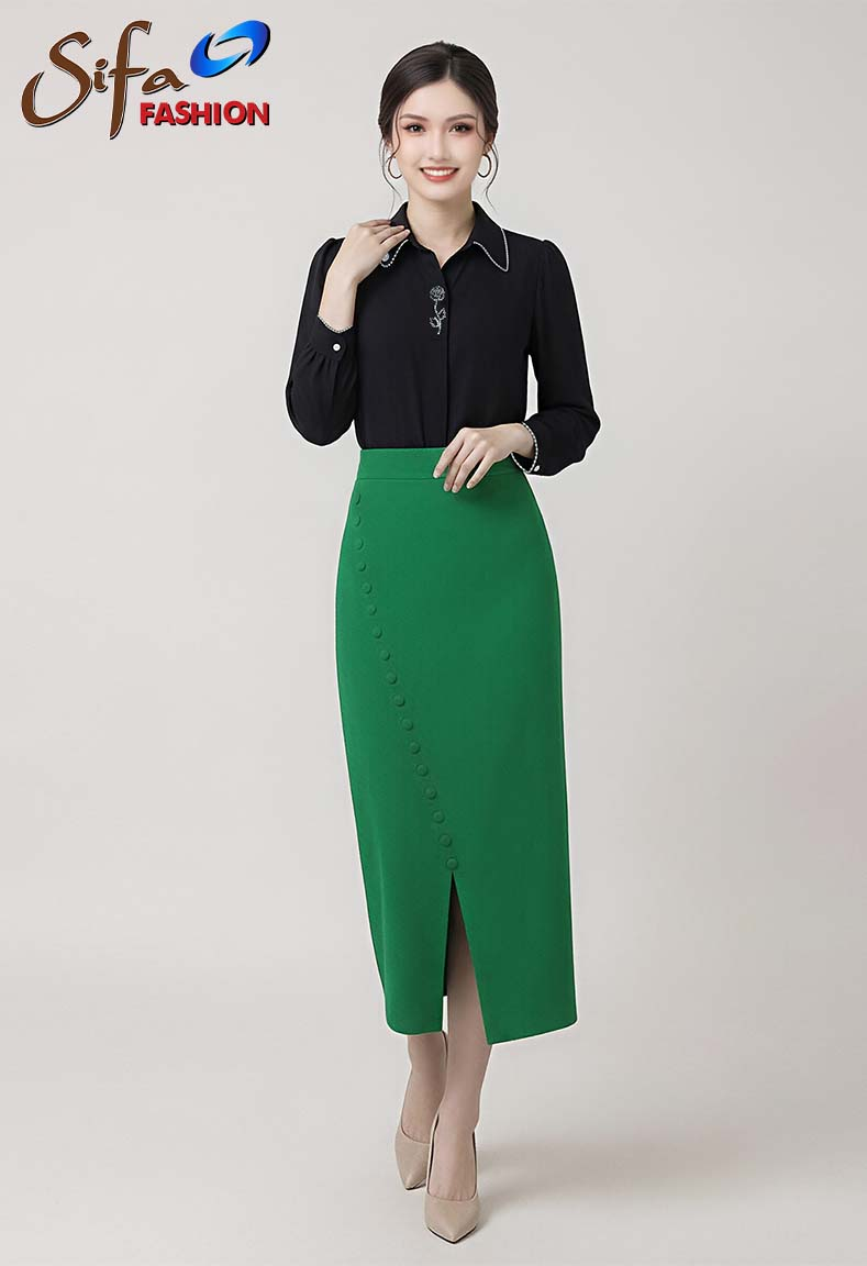 Áo cổ sơ mi cách điệu sang trọng