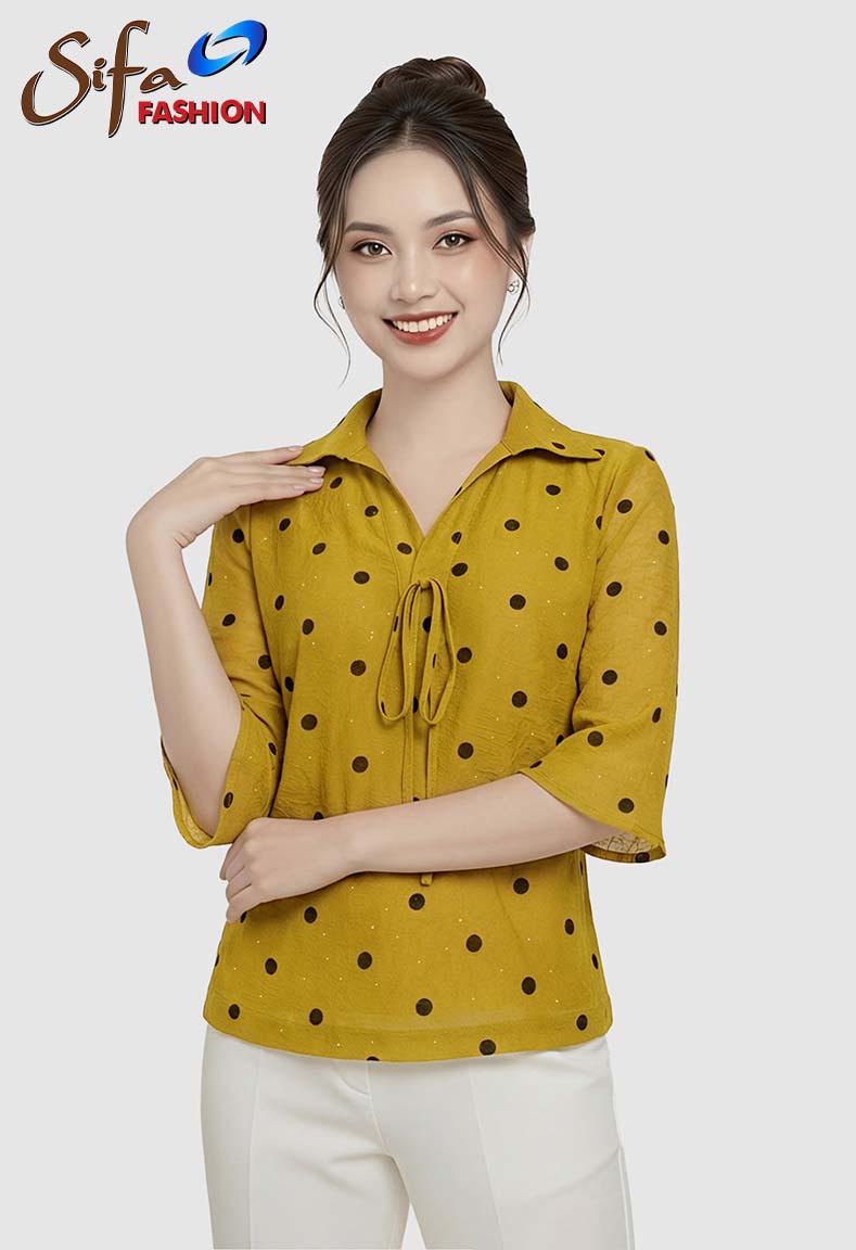 Áo cổ sơ mi tay lỡ