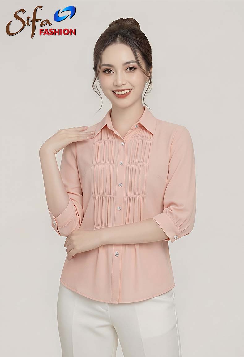 Áo cổ sơ mi tay lỡ