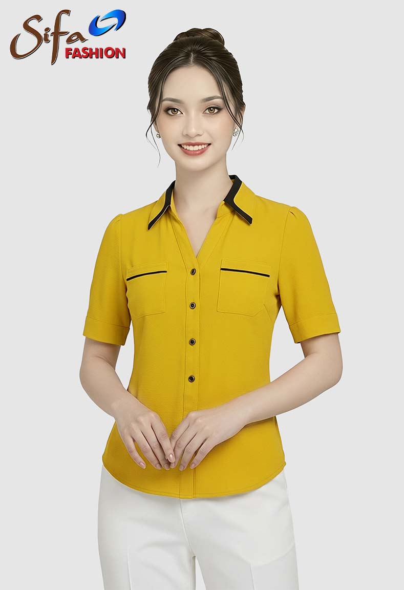 Áo cổ sơ mi viền