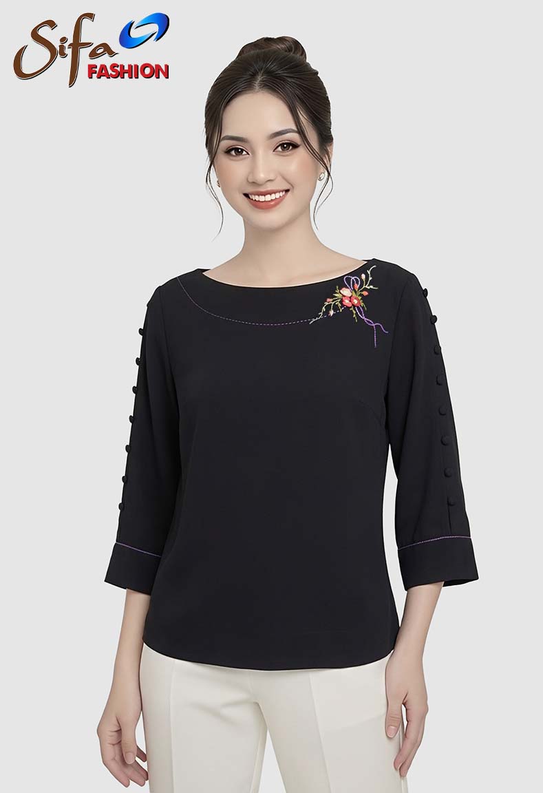 Áo cổ thuyền tay lở