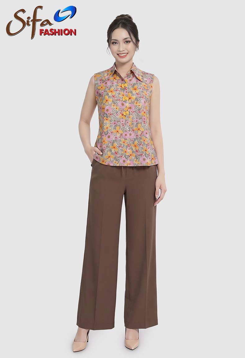 Áo sơ mi sát nách dáng xòe