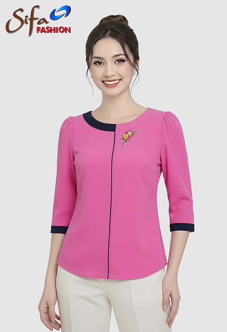 Áo cổ tròn nẹp
