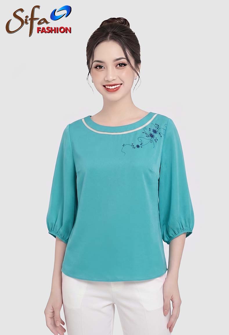 Áo cổ thuyền phối lưới